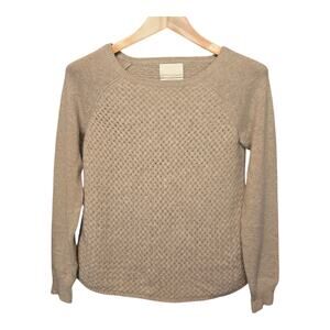Cynthia Rowley 100% Cashmere Sweater Womens Medium Beige Basket Weave Classic